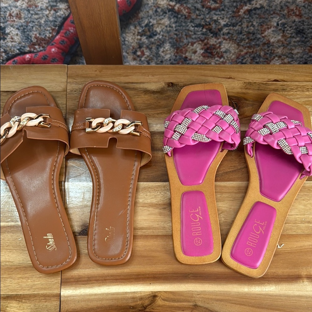 Stylish Brown and Pink Sandals Set